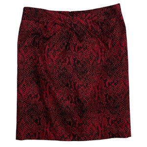 Michael by Michael Kors Skirt Size 14 Red Snake Black Cotton Twisted Lined